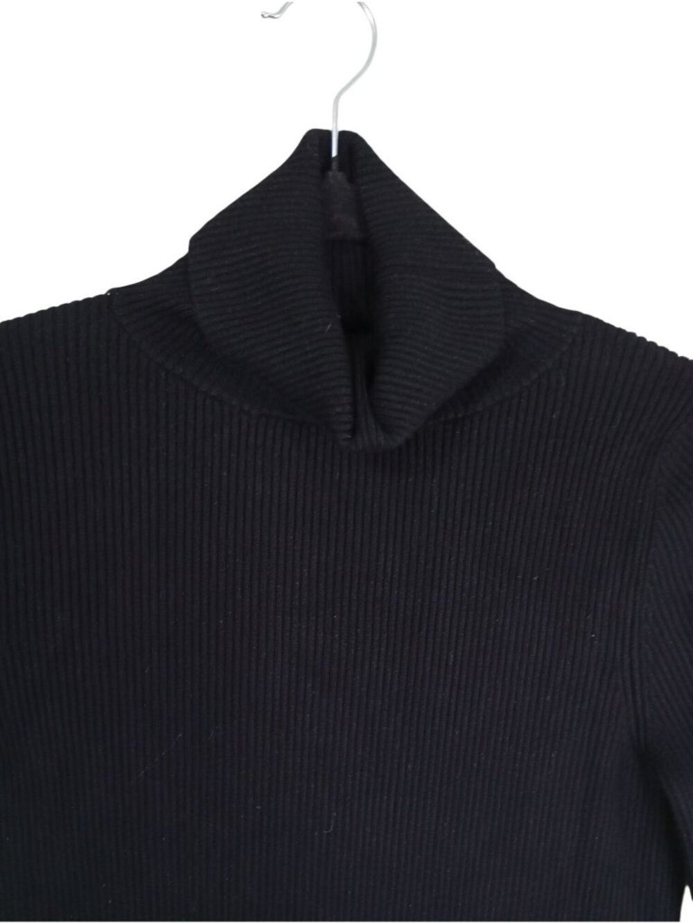 Maeve Anthropologie Black Ribbed Turtleneck Sweater Small With Button Cuffs - Picture 4 of 7